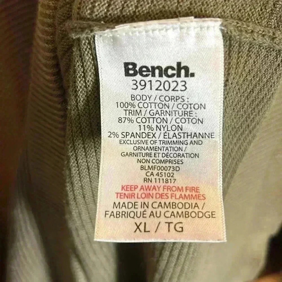 Bench Men's XL Long Sleeve Shirt Fall Hike Warm Layer Cozy Olive Green Henley - Picture 6 of 6